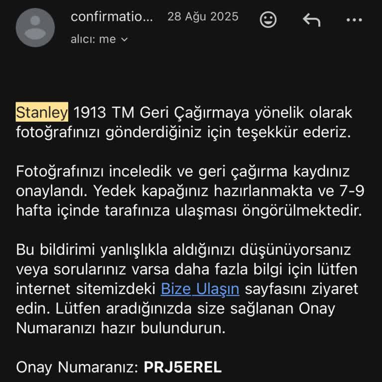 Stanley Kapağın Gecikmesi Ve İletişimsizlik Nedeniyle Yaşanan Mağduriyet