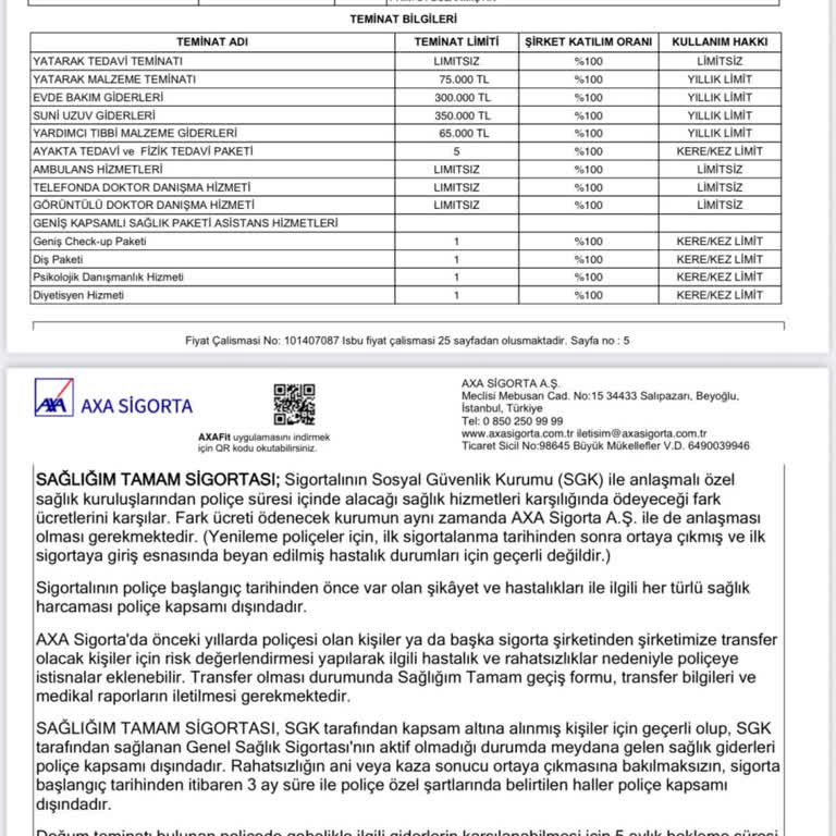 Axa Sigorta'da Lomber Disk Kapsam Dışı Şartının Haksız Eklenmesi