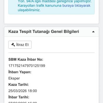 Kusur Oranı Haksız Belirlenmiş Ve Masraf Listesi Usulsüz