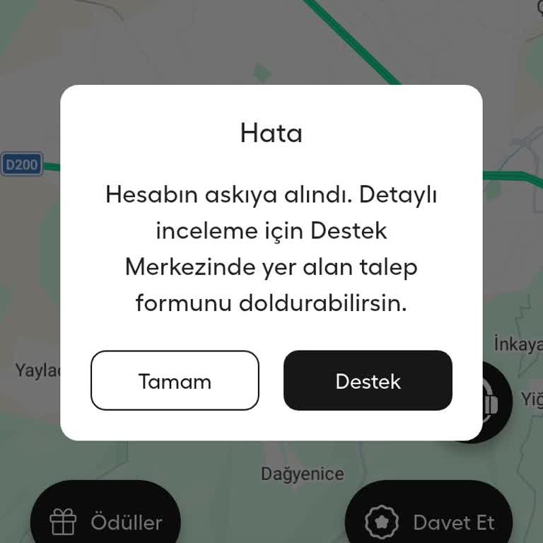 Açıklama Almadan Sürücü Hesabım Askıya Alındı