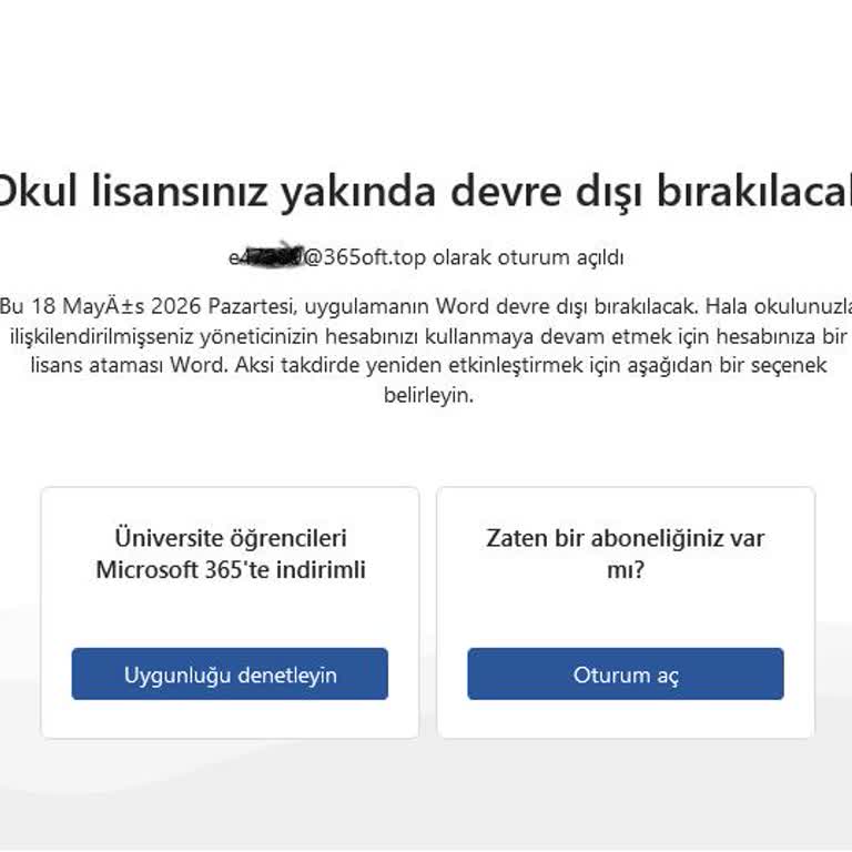 Süresiz Office 365 Aboneliği Gerçekleşmedi, İletişim Kurulamıyor