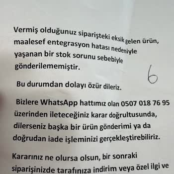 Eksik Ve Yanlış Gönderilen Ürünler Nedeniyle Tam İade Talebi