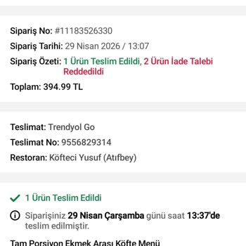 Trendyol GO’da Sistematik Eksik Ve Ayıplı Ürün Gönderimleri Ve İade Reddi