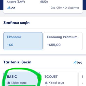 Omio’da Kabin Bagajı Görünen Bilet Ajet’te Hak Tanımlanmıyor