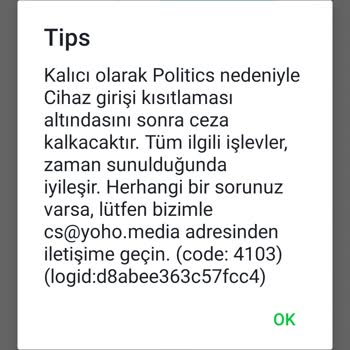 Yoho TV Uygulamasında Haksız Ban Ve Destek Bulunamaması
