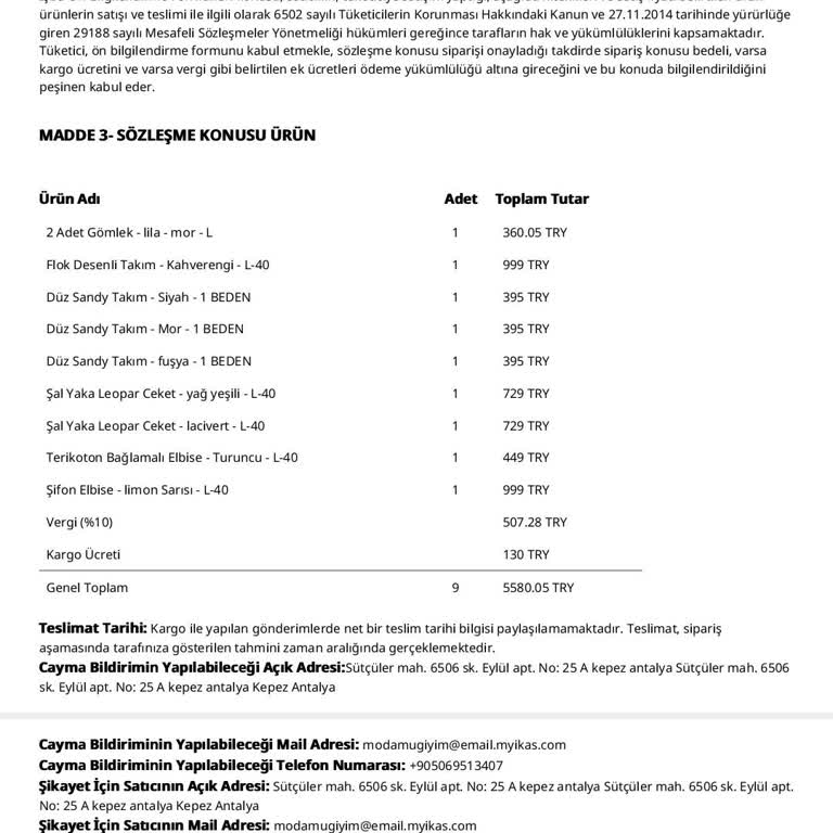 Instagram Modamu Giyim'den 5.580 TL Değerindeki Siparişim Teslim Edilmedi Ve İletişim Engellendi