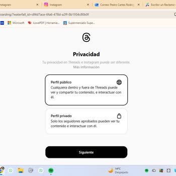 Error de acceso a Threads con cuenta de Instagram, pido revisión