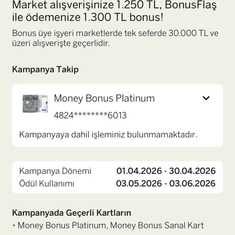 Garanti BBVA Money Bonus Kartımda Bonuslarım Yüklenmedi
