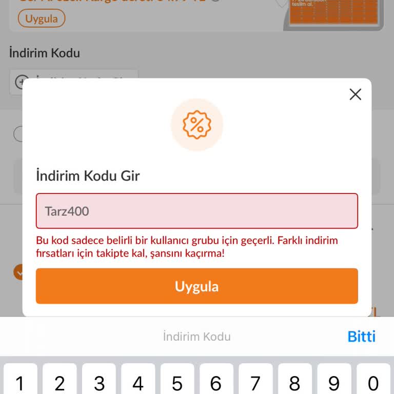 Herkese Açık 400 TL İndirim Kodu Sistem Hatası Nedeniyle Kullanılamadı