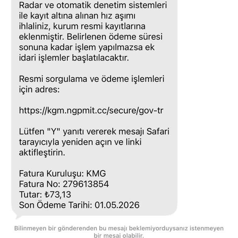 Karayolları Taklidi Sahte SMS Ve Tehlikeli Link