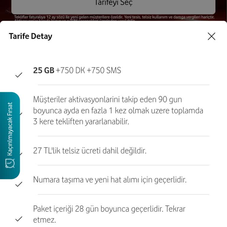 Vodafone Numara Taşıma Sonrası Faturasız 5G 25GB Paketi Tanımlanmadı