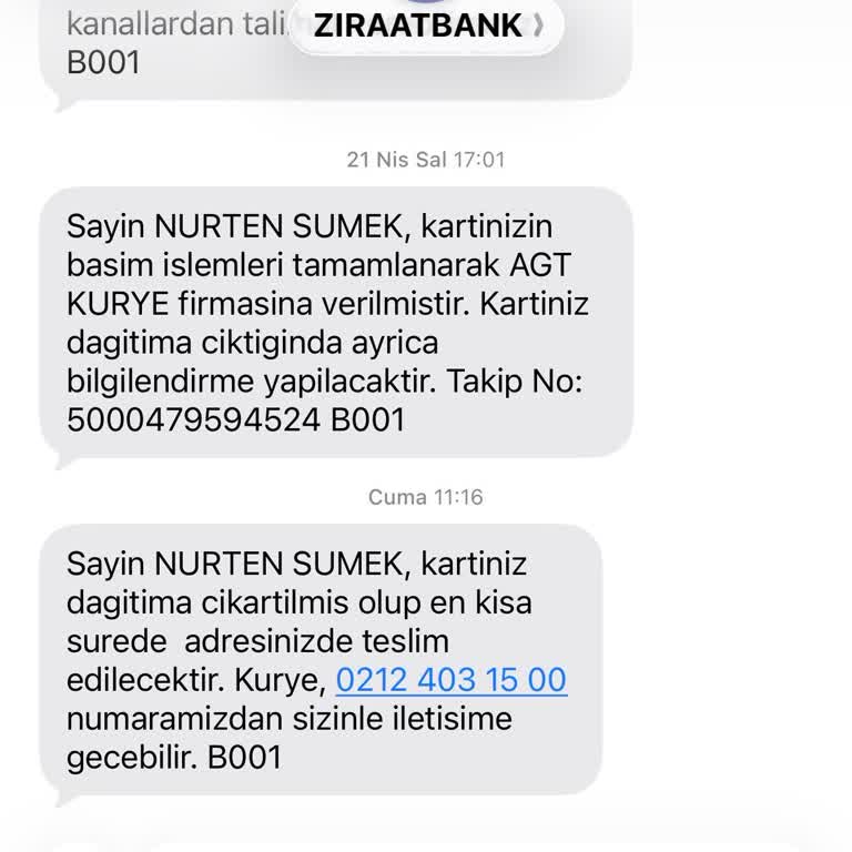 AGT Kurye’ye Adres Yetersiz Düşünülerek Banka Kartımın Teslim Edilmemesi