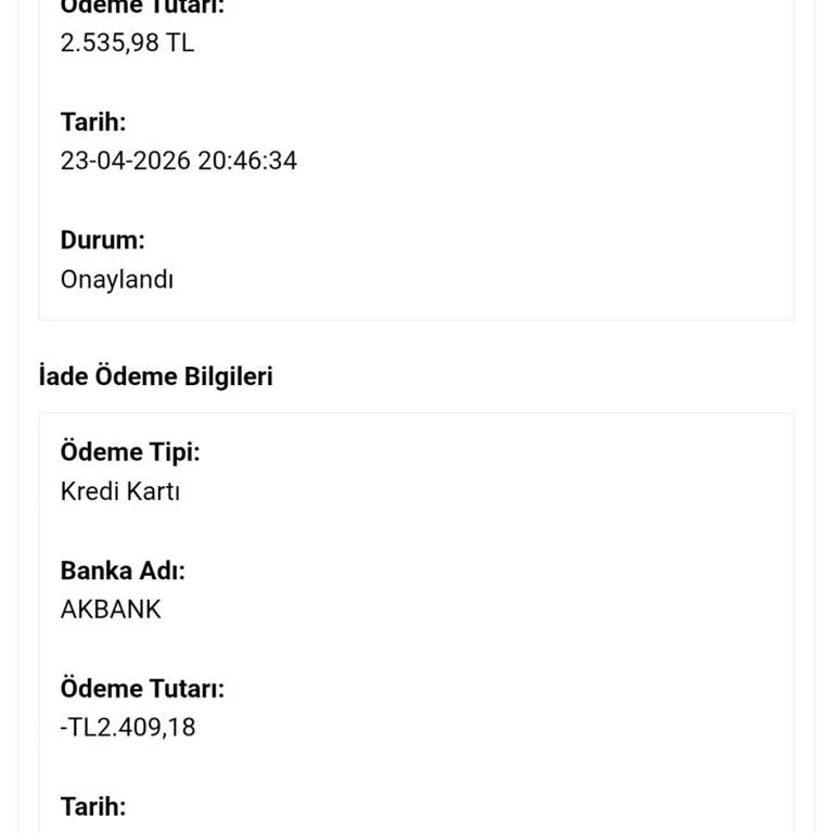Yanlış Beden Gönderimi Ve Eksik İade Tutarı