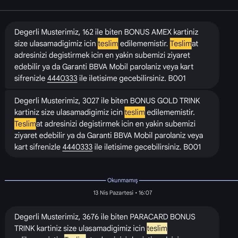 Garanti Bankası Kart Teslimatı Gecikmesi Ve Yanıltıcı Kurye Bildirimleri