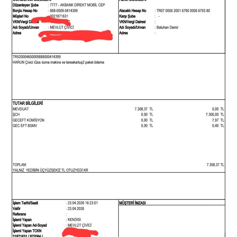 Garanti Bankasının IBAN’ı Üzerinden Yapılan Sahte Ödeme İçin İade Ve İnceleme Talebi