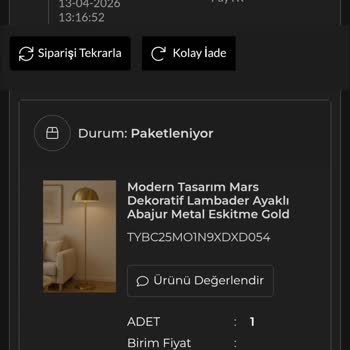 Teslim Edilmemiş Lambader Ve Haksız İade Kesintisi Şikayeti