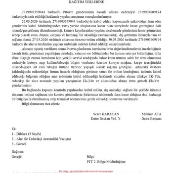 PTT Kargo Sigorta Reddine Karşı Şikayet