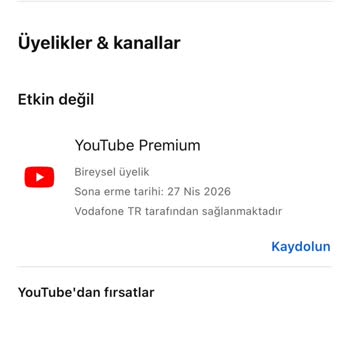 Vodafone’dan Çekilen Ücretle YouTube Premium Aktif Edilemedi
