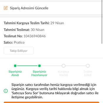 Zara 5’li Sehpa Takımı Kargo Gecikmesi Ve Cevapsızlık