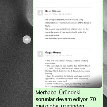 70Mai 500s Pro Kamera Sürekli Arızalı, Servis Ve Satıcı İade Talebimi Reddetti