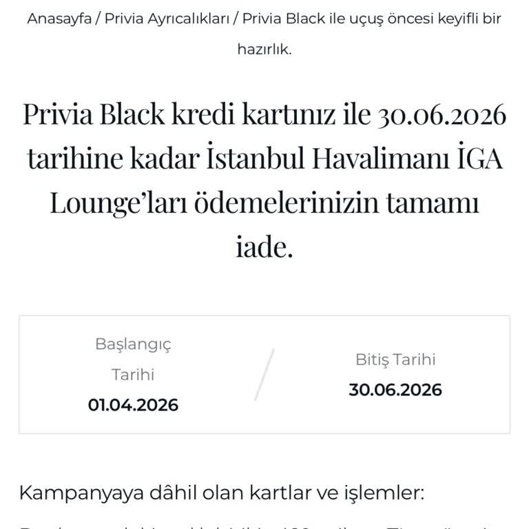İş Bankası Privia Black Card'ı Yanıltıcı Lounge Kampanyası Şikayeti