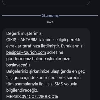 Zurich Yaşam Emeklilik’te BES Aktarım Talebinde Gecikme Ve Bilgilendirme Eksikliği