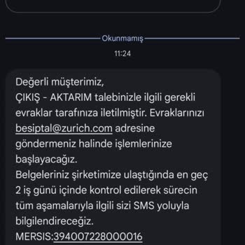 Zurich Yaşam Emeklilik’te BES Aktarım Talebinde Gecikme Ve Bilgilendirme Eksikliği