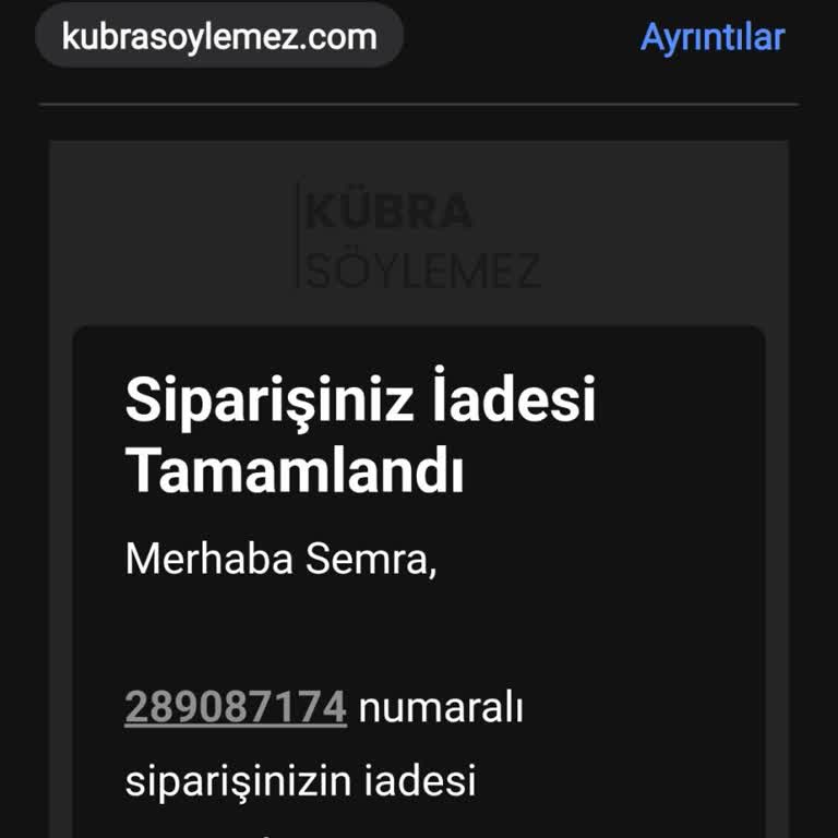 Kübra Söylemez Butik İade Gecikmesi 1.090 TL İçin Hemen Ödeme ve Açıklama Talebi