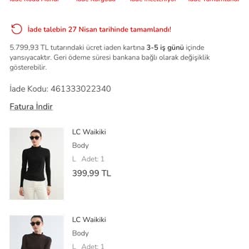 İade Tutarı Kartıma Yatırılmadı, LCW Müşteri Hizmetleri Çözüm Sunmuyor