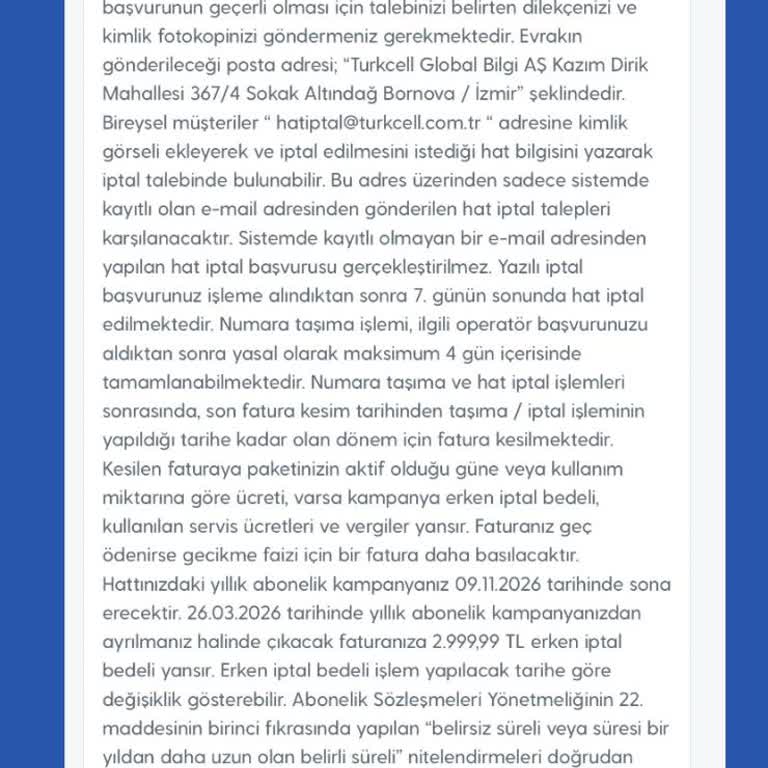 Turkcell Kapsama Sorunu Nedeniyle Cayma Bedeli Talep Edilmemeli