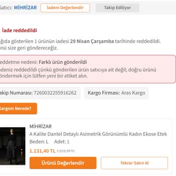 Trendyol Yanlış Gönderilen Ürünler İçin İade Sorunu ve Satıcıların Cevapsızlığı