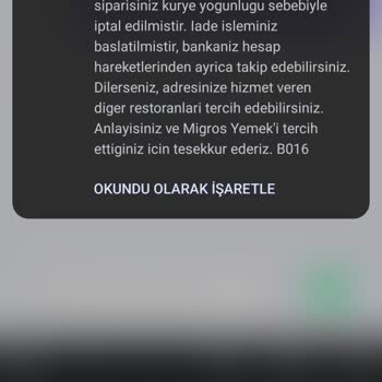 Migros Yemek’te Sürekli Kurye Ataması Gecikmesi Ve Sipariş İptali Sorunu