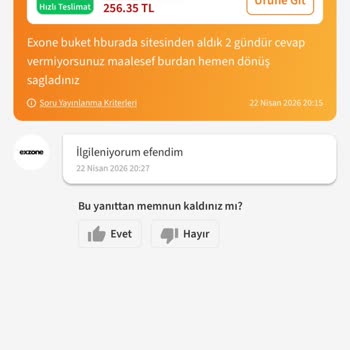 Exone Buket Siparişlerimi Eksik Gönderdi