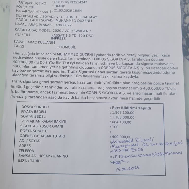 Zurich Sigorta'dan Kalan 284.100 TL Ödeme Gecikmesi