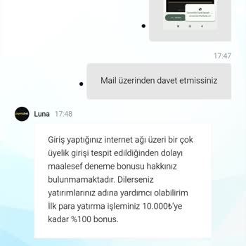 Vaat Edilen 1.000 TL Deneme Bonusunun IP Çakışması Bahane İle Verilmemesi