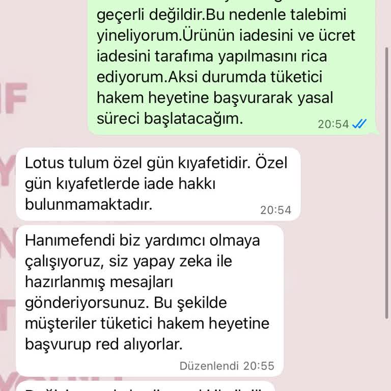 Ayıplı Tulumda İade Reddi Ve Yanıltıcı Bilgilendirme