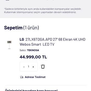 Sepete Eklediğim Fiyat Aniden 7.000 TL Arttı, Çözüm Talebi