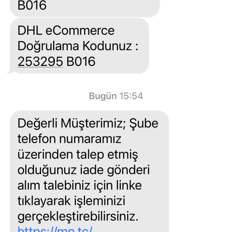 DHL İade Linkinde Yanlış Kod Hatası Ve Canlı Yetkiliye Ulaşılamaması