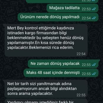 Şubede Ürün Bulunmuyor, İade Talebi İşleme Alınmıyor