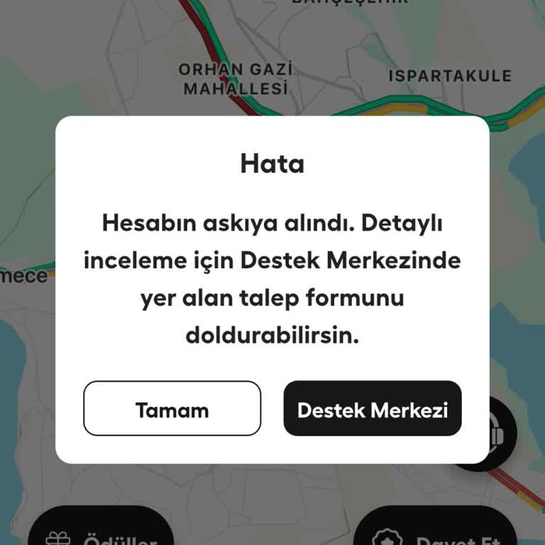 Uyarısız Askıya Alınan Martı Tag Sürücü Hesabım Hakkında Açıklama Talebi