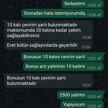 Kalebet WhatsApp Çalışanının Yanıltıcı Bonus Şartları Ve Yatırım Bilgileri