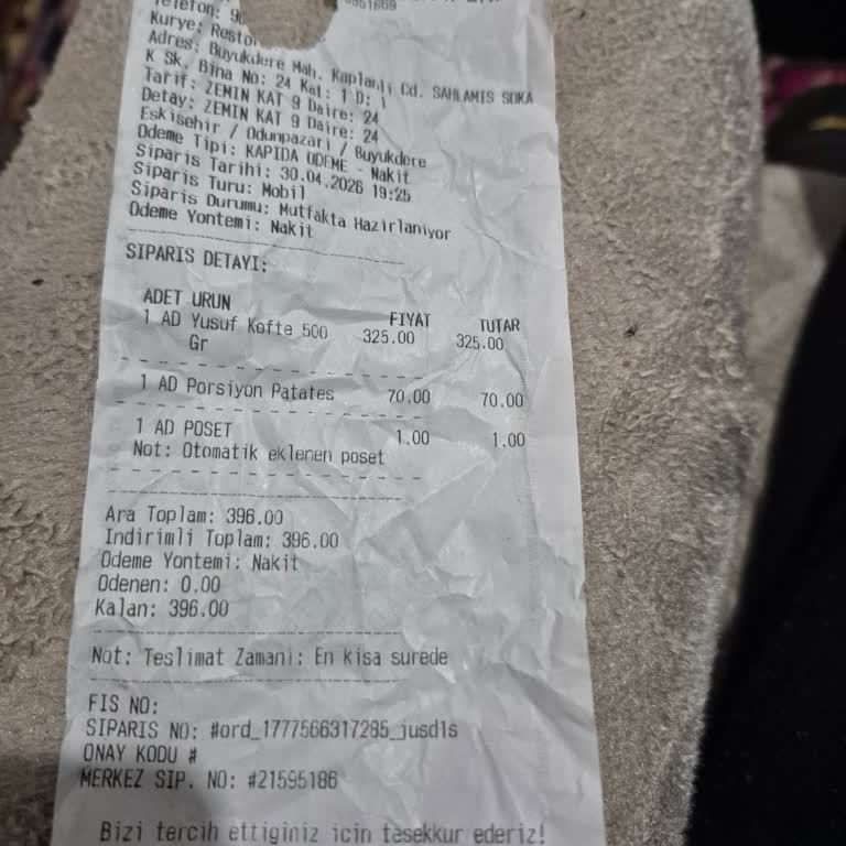 Çiğ Köfte Siparişinde Pişmiş Ürün Gönderilmesi Ve Değişim Reddi
