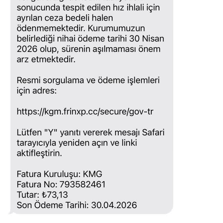 Karayolları Genel Müdürlüğü Taklidiyle Gelen Sahte Ceza SMS’i