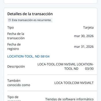 Cargos no autorizados de LocationTool, solicito cancelación y reembolso