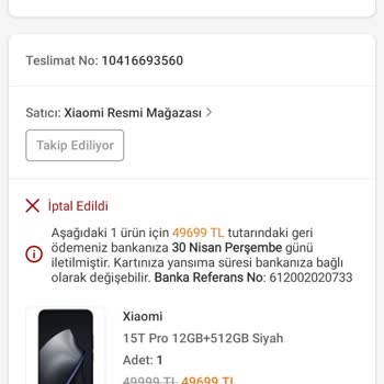 Xiaomi Siparişimin Sebepsiz İptali Ve Fiyat Artışı
