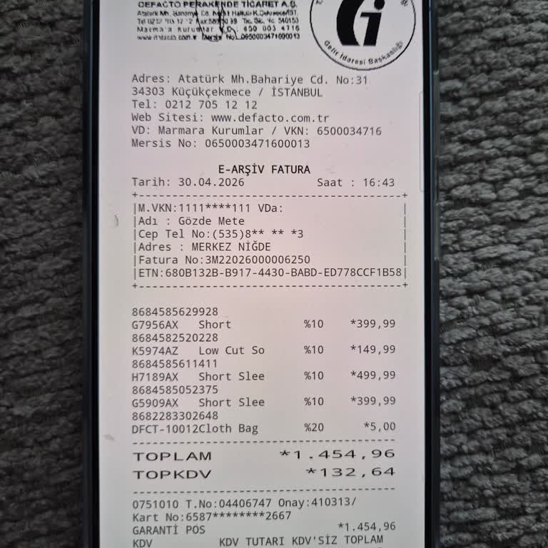 Yetkisiz DeFacto Alışverişi Ve Telefon Numarası Kullanımı İçin Detaylı İnceleme Talebi