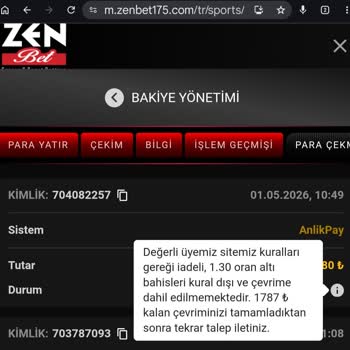 Zenbet’te Çevrim Şartları Sonradan Değiştirildi, Kazancım Ödenmiyor