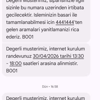 Fiber Bağlantısının Kurulmaması Ve Randevu Gelmemesi