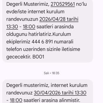 Fiber Bağlantısının Kurulmaması Ve Randevu Gelmemesi