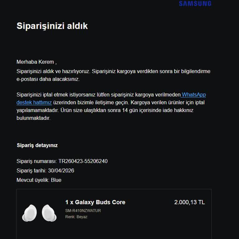 Rewards Puanlarım İade Edilmediği İçin Siparişimin Keyfi İptaline Karşı Çözüm Talebi